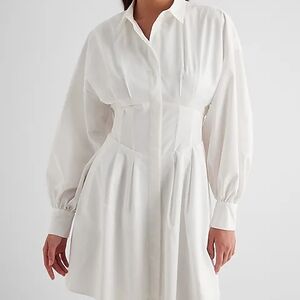 Express White Corset Button Down Dress